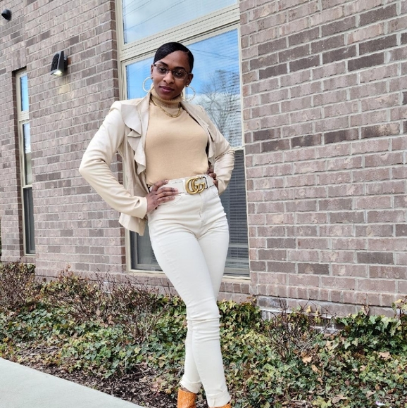 White House Black Market Ruffle leather jacket XS - Picture 5 of 7